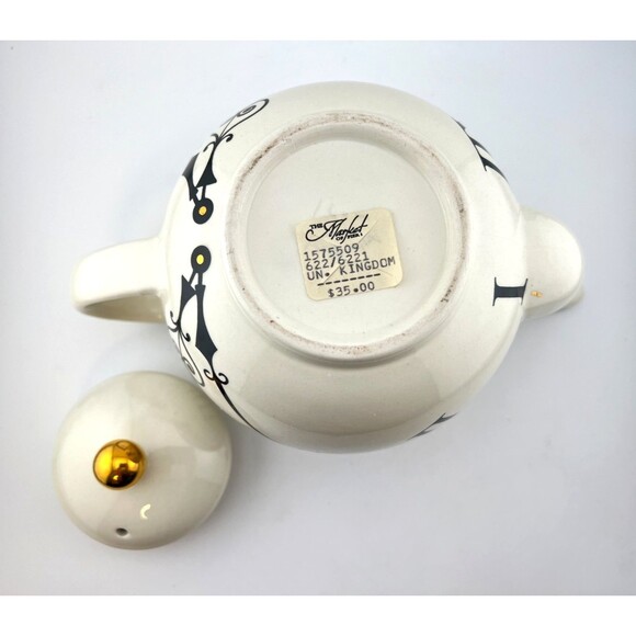 ARTHUR WOOD “TEATIME” TEAPOT Roman Numerals Clock Pattern England Made UK Pier 1 - Picture 8 of 13
